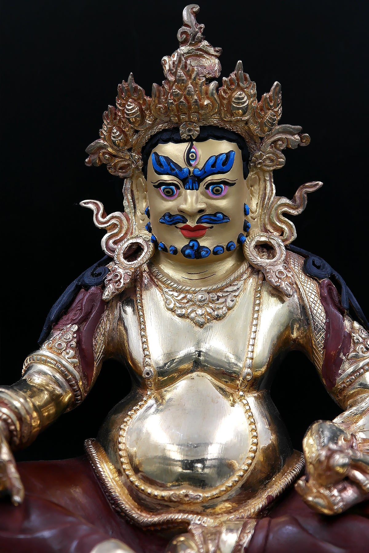 Partly Gold Plated Zambala Statue, Handmade Kuber Statue in Nepal, 10" | Vajracrafts