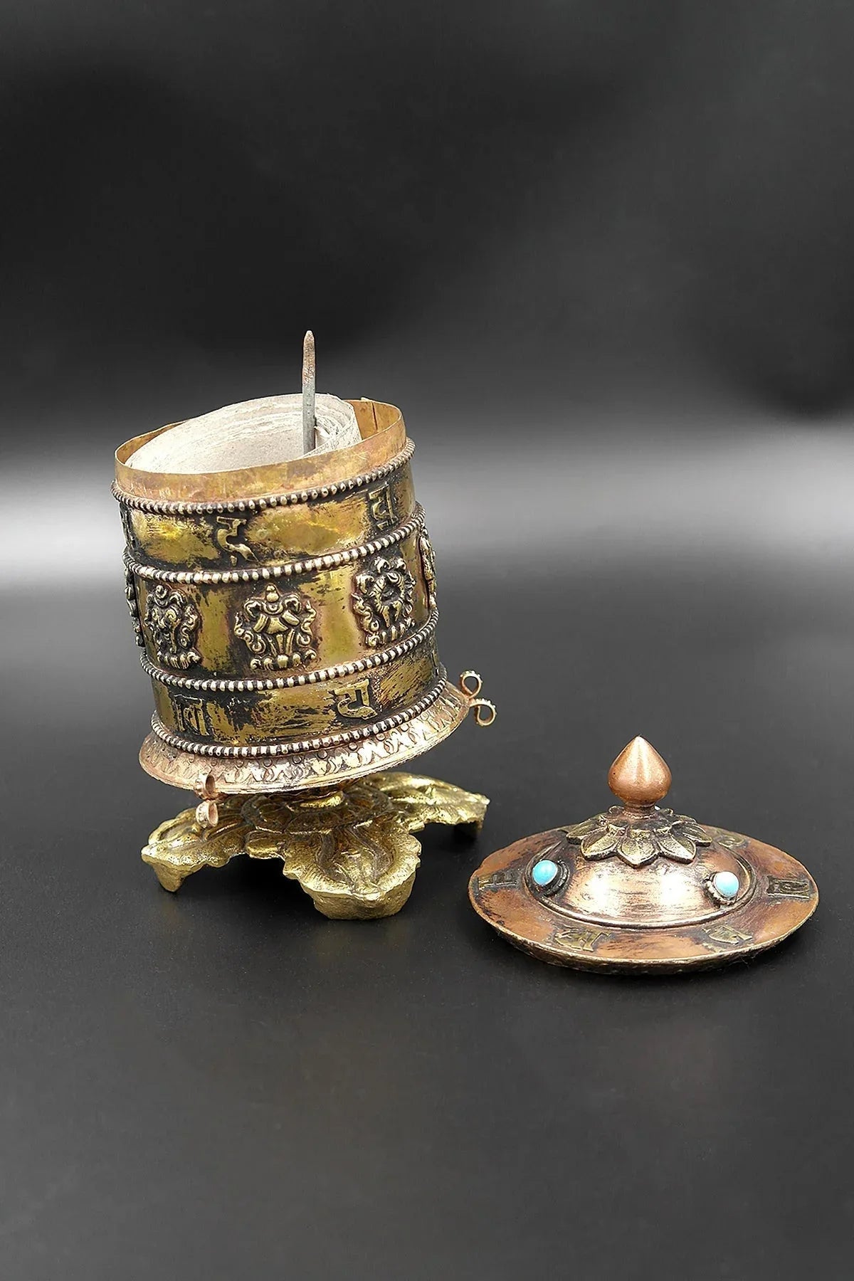 Om Mane peme hum table top Tibetan Prayer Wheel - Vajracrafts