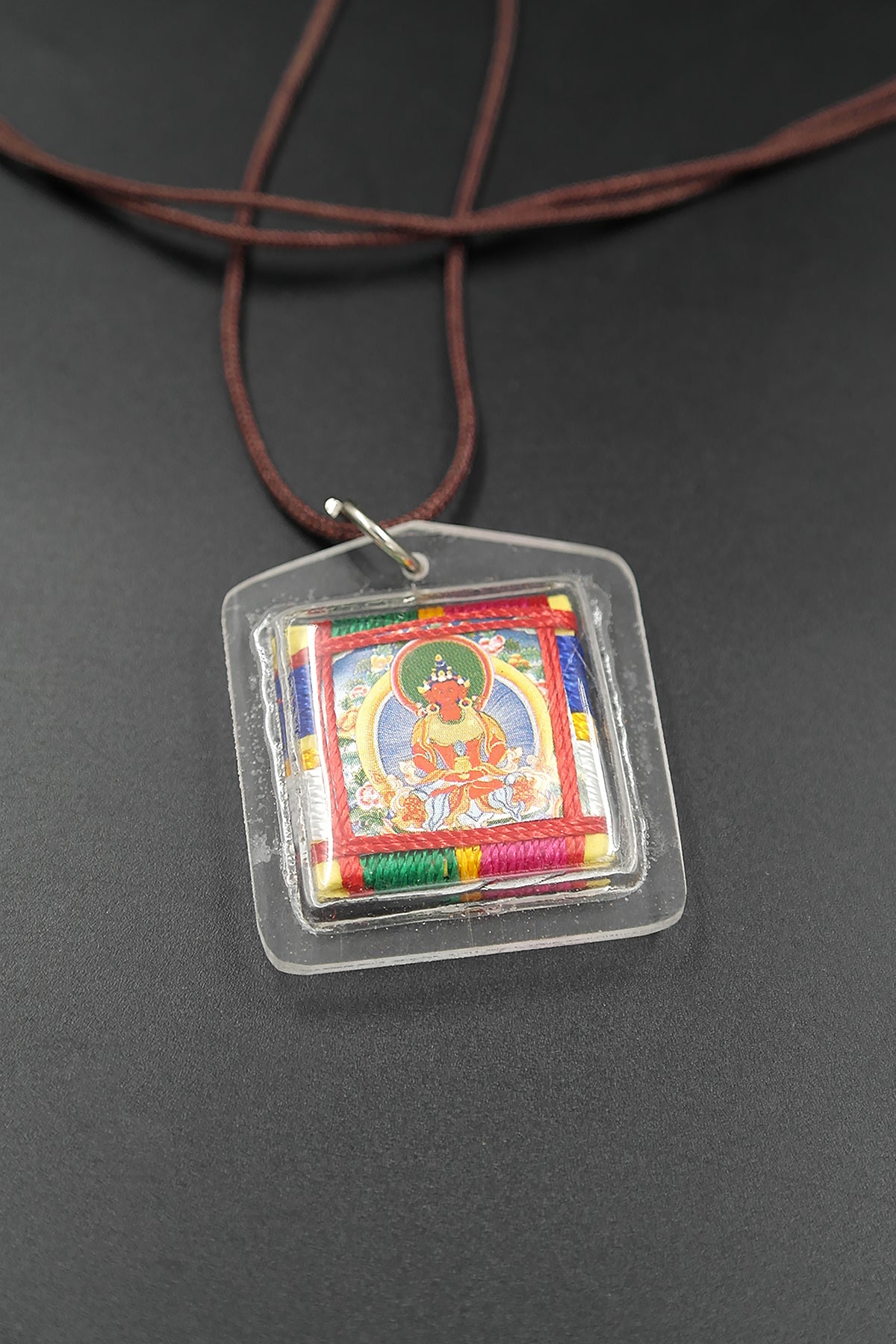 Aparimita Tibetan Mantra Amulet with Hard Plastic Cover, Amitayus Buti