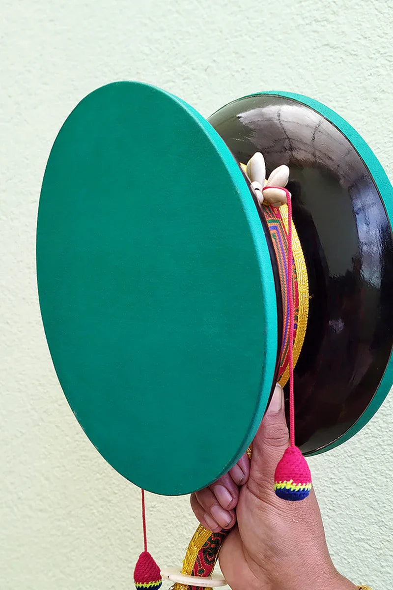 Tibetan Buddhist Handpainted Chod Drum, 9" - Vajracrafts