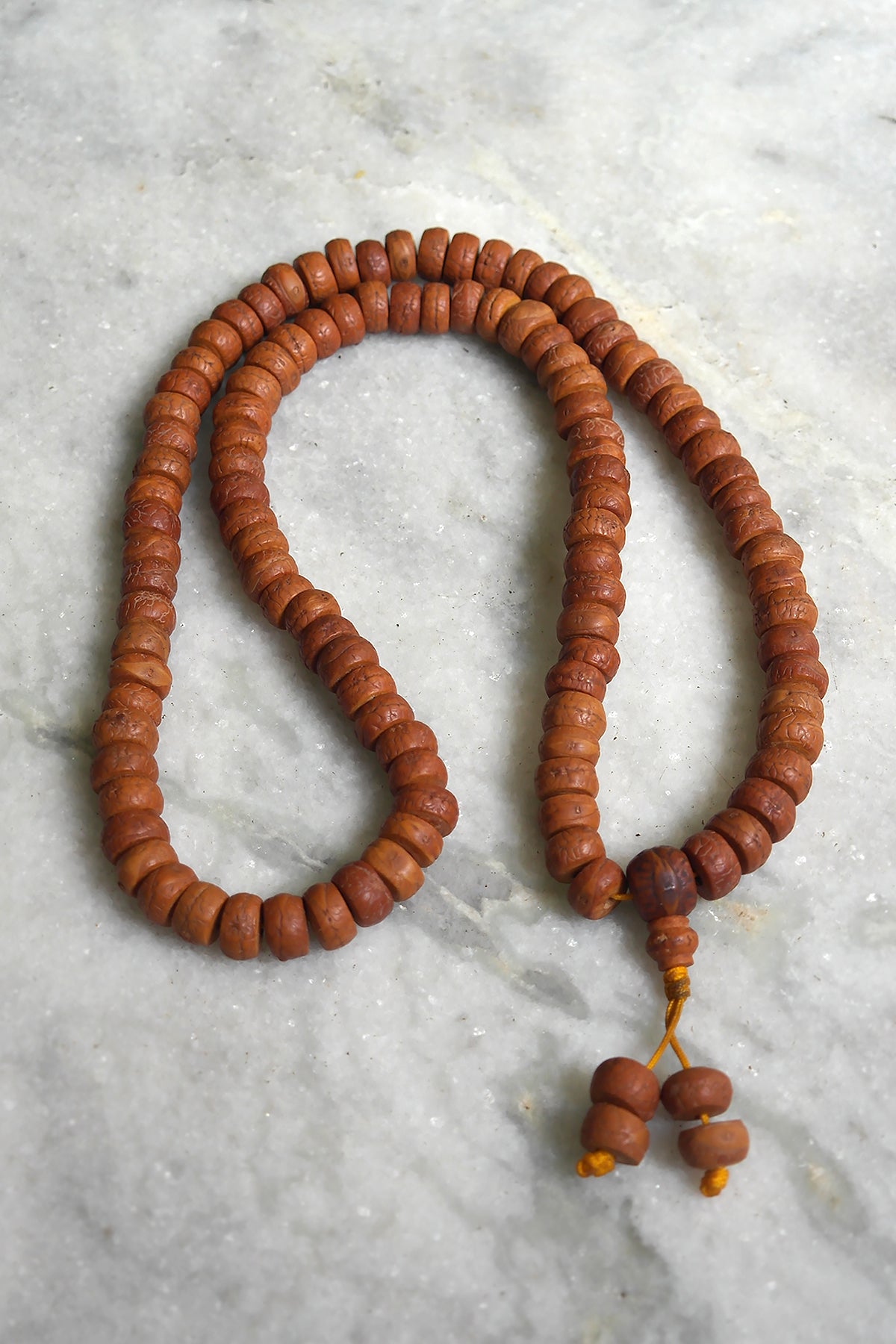Phoenix Eye Flat Bodhi Seed Mala Necklace: 108 Prayer Beads Mala
