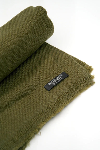 Olive Green color Pure Pashmina Shawl - Vajracrafts