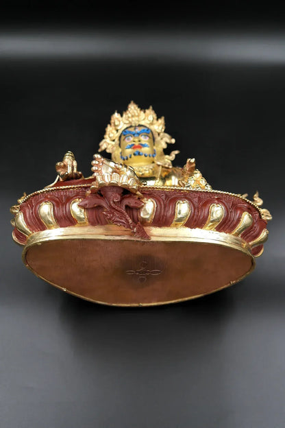Partly Gold Plated Zambala Statue, Handmade Kuber Statue in Nepal, 10" - Vajracrafts