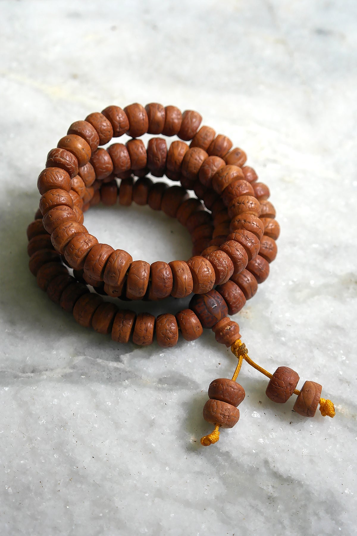 Phoenix Eye Flat Bodhi Seed Mala Necklace: 108 Prayer Beads Mala