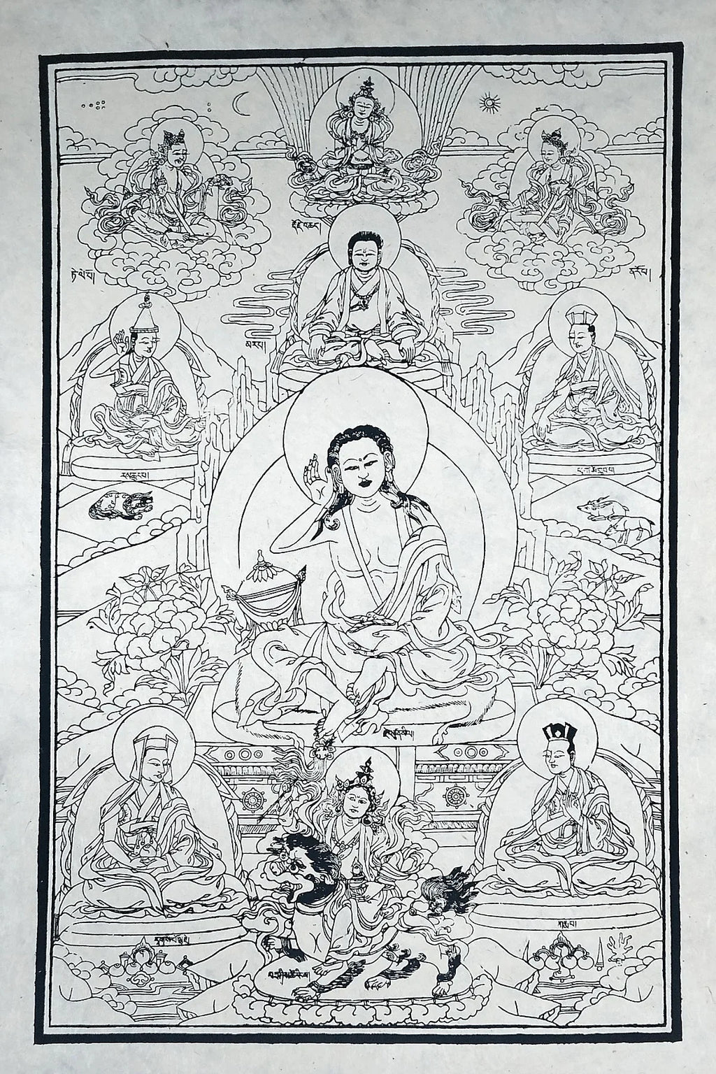 All Handmade Lokta Paper Poster of Milarepa - Vajracrafts