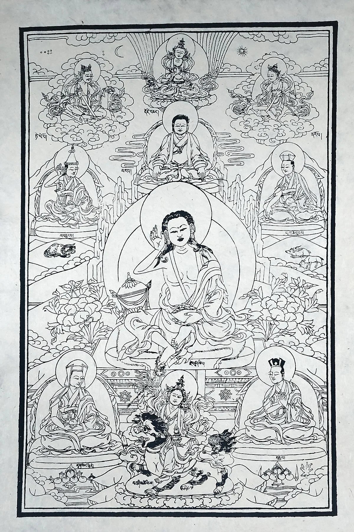 All Handmade Lokta Paper Poster of Milarepa - Vajracrafts