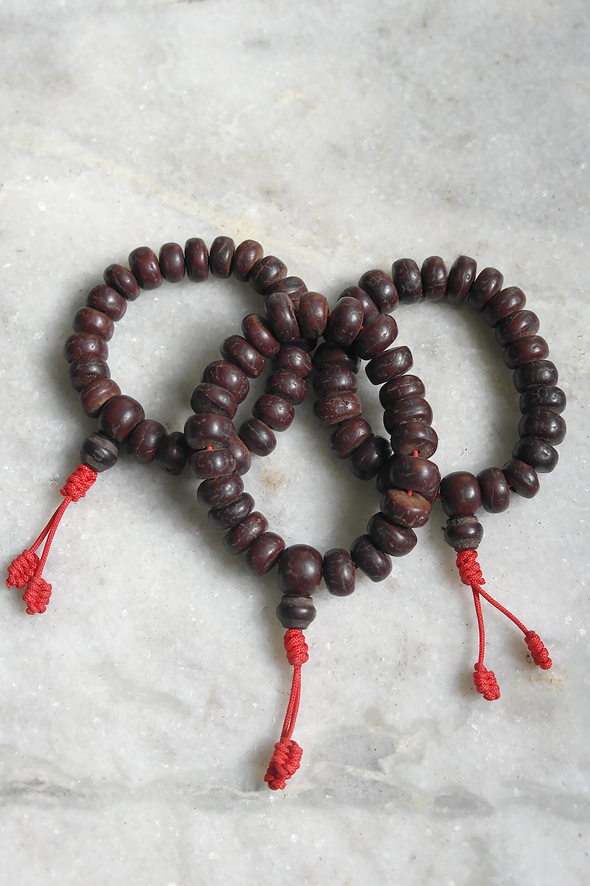 Flat Beads Dark Bodhi Seed Prayer Mala, 12mm