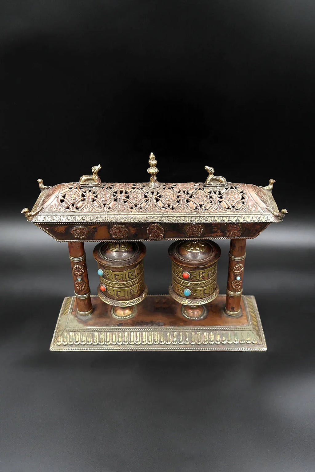 Tibetan Spinning Double Prayer wheel, Buddhist prayer wheel handmade in Nepal - Vajracrafts