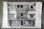Handmade Lokta Paper Poster of Courtyard Elevation of Kuthu Math, Bhaktapur - Vajracrafts
