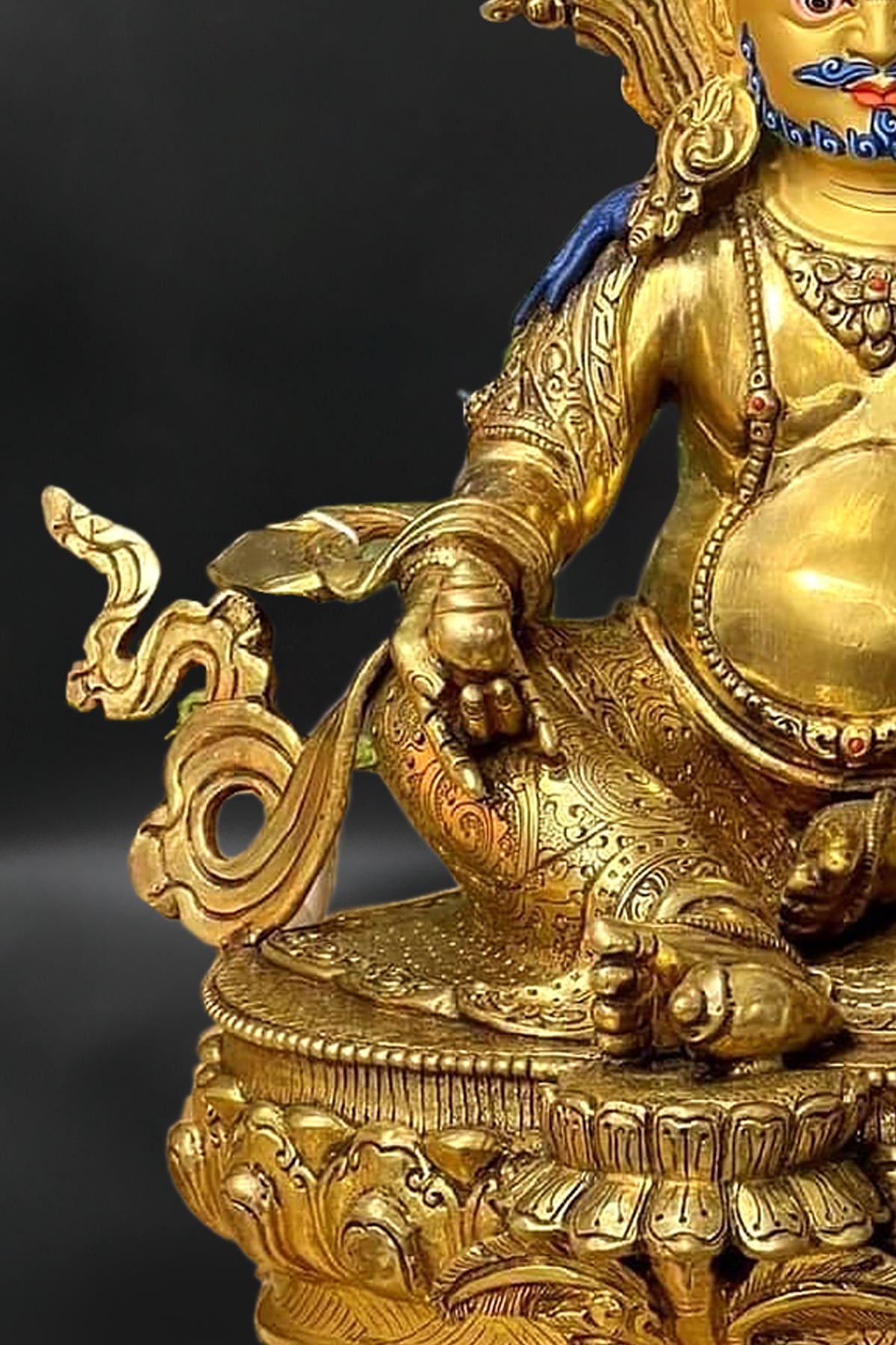 Zambala Statue from Patan, Gold plated Kubera statue, 18" | Vajracrafts