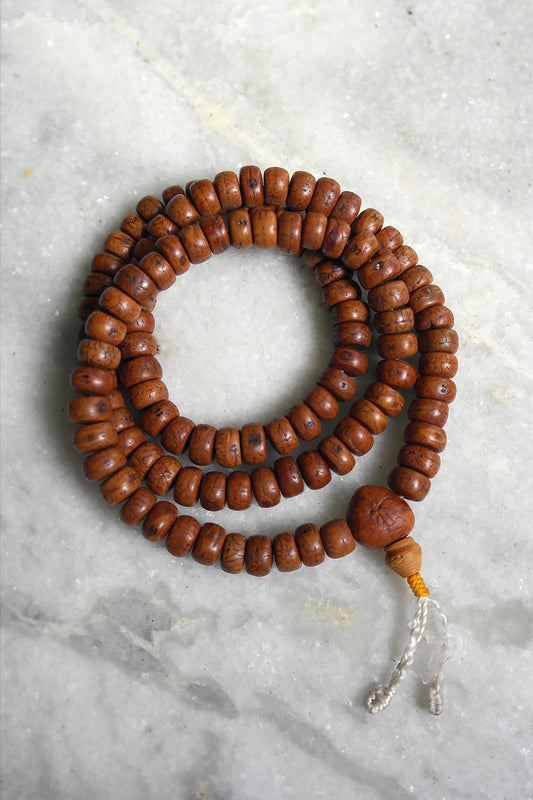 Natural Bodhi Seed Mala,108 Phoenix eye Buddha Chitta Beads Prayer Japa Mala