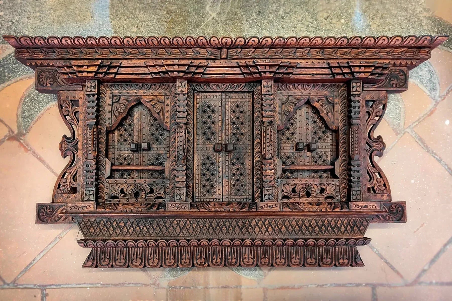 3 in 1 Traditional Newari Wooden sliding cum swing open window Wall Décor - Vajracrafts