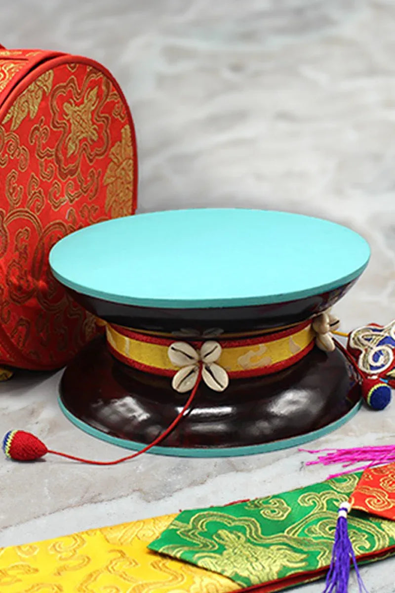Tibetan Buddhist Handpainted Chod Drum, 9" - Vajracrafts