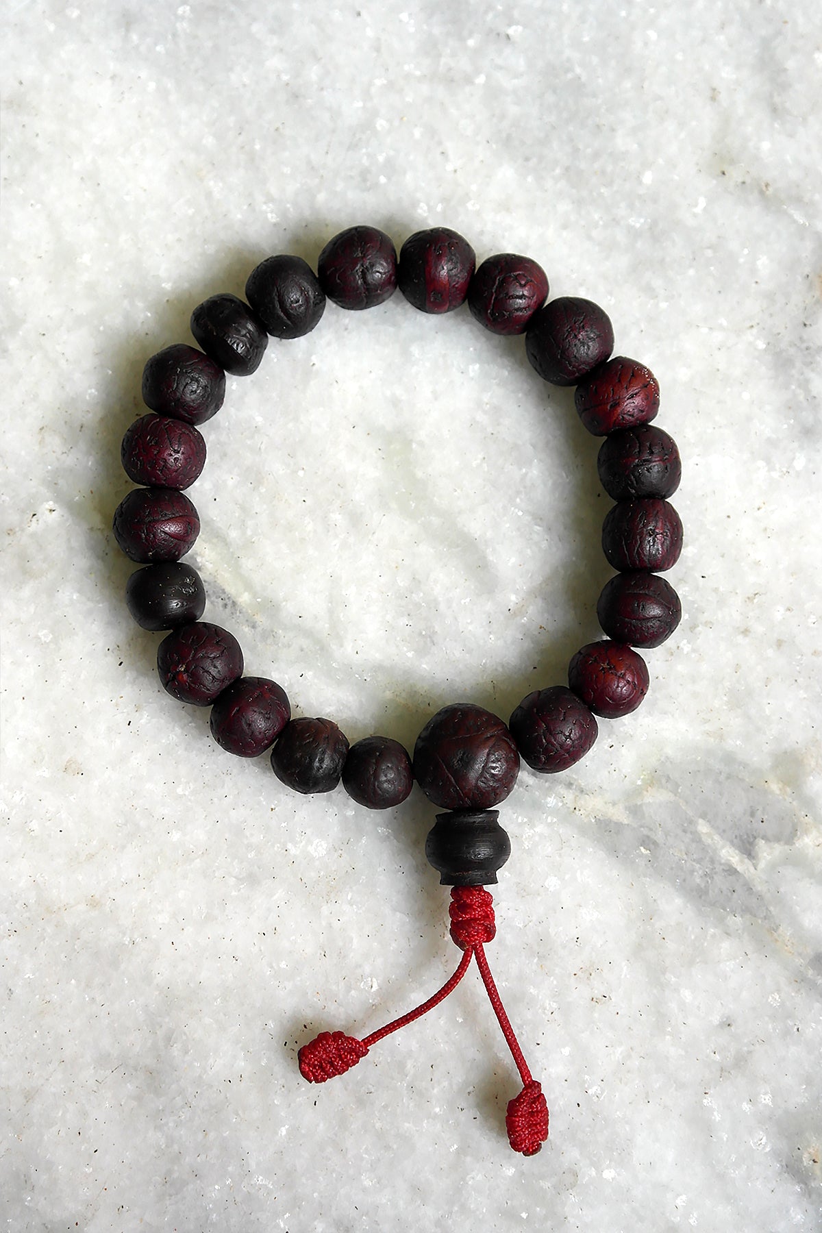 Dark Bodhi Beads wrist Mala, Natural Shape Bodhi Seed Bracelet, 12mm