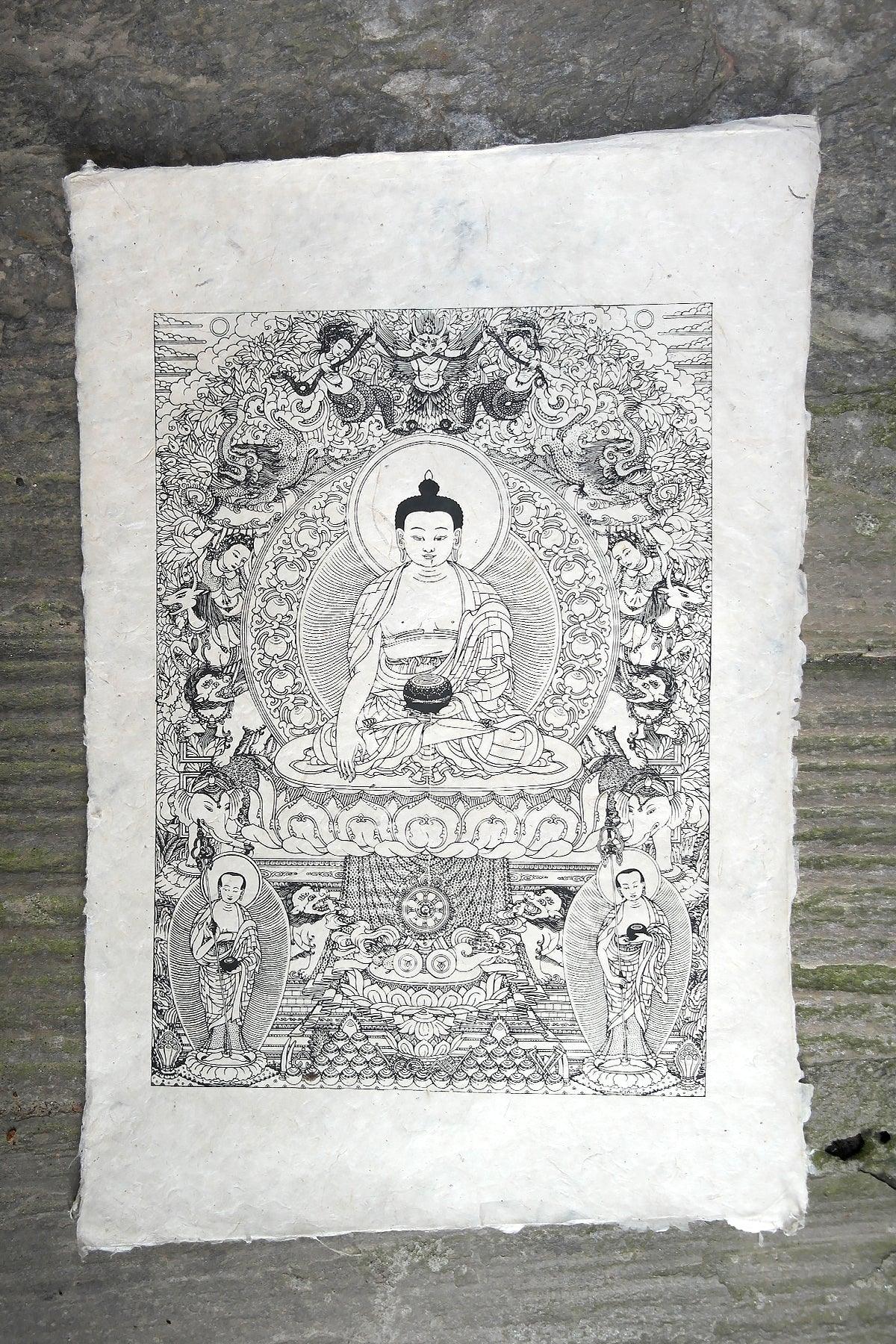 Shakyamuni Buddha Poster on handmade Lokta Paper - Vajracrafts