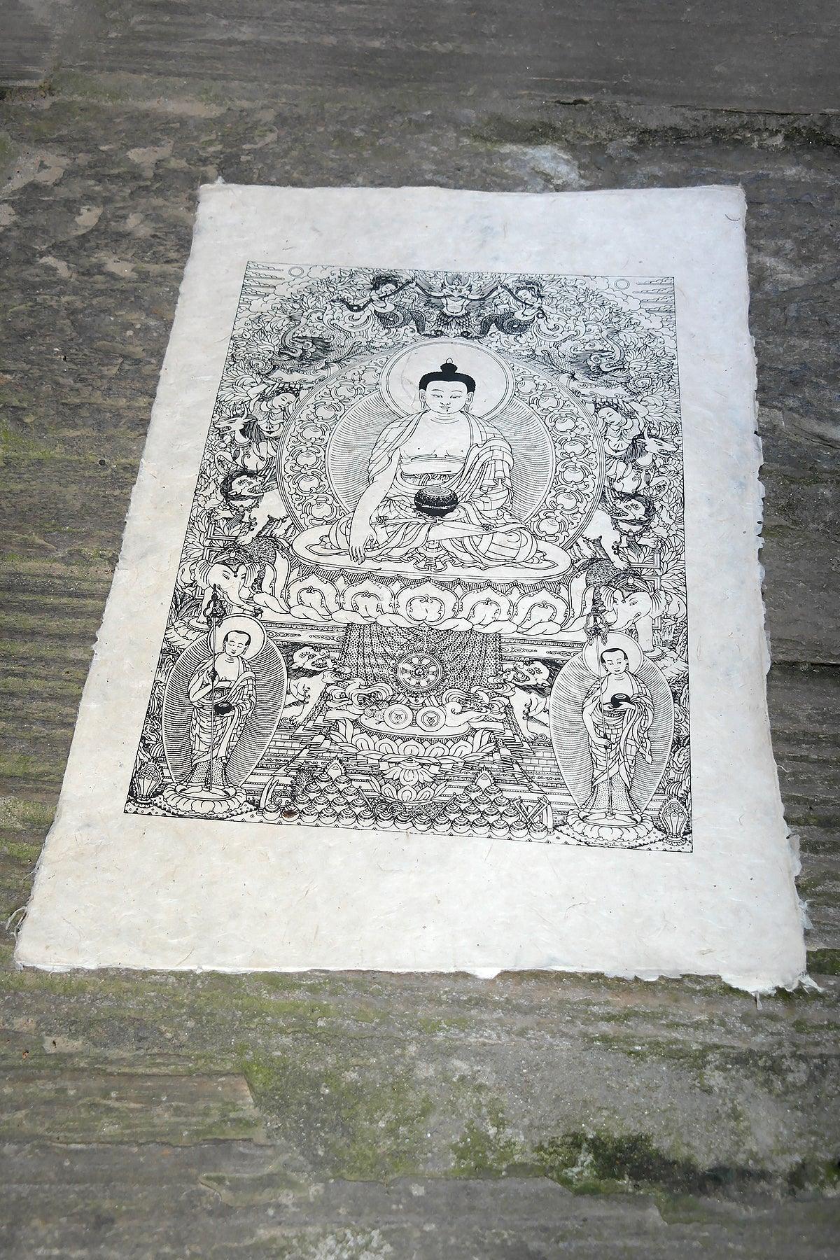 Shakyamuni Buddha Poster on handmade Lokta Paper - Vajracrafts