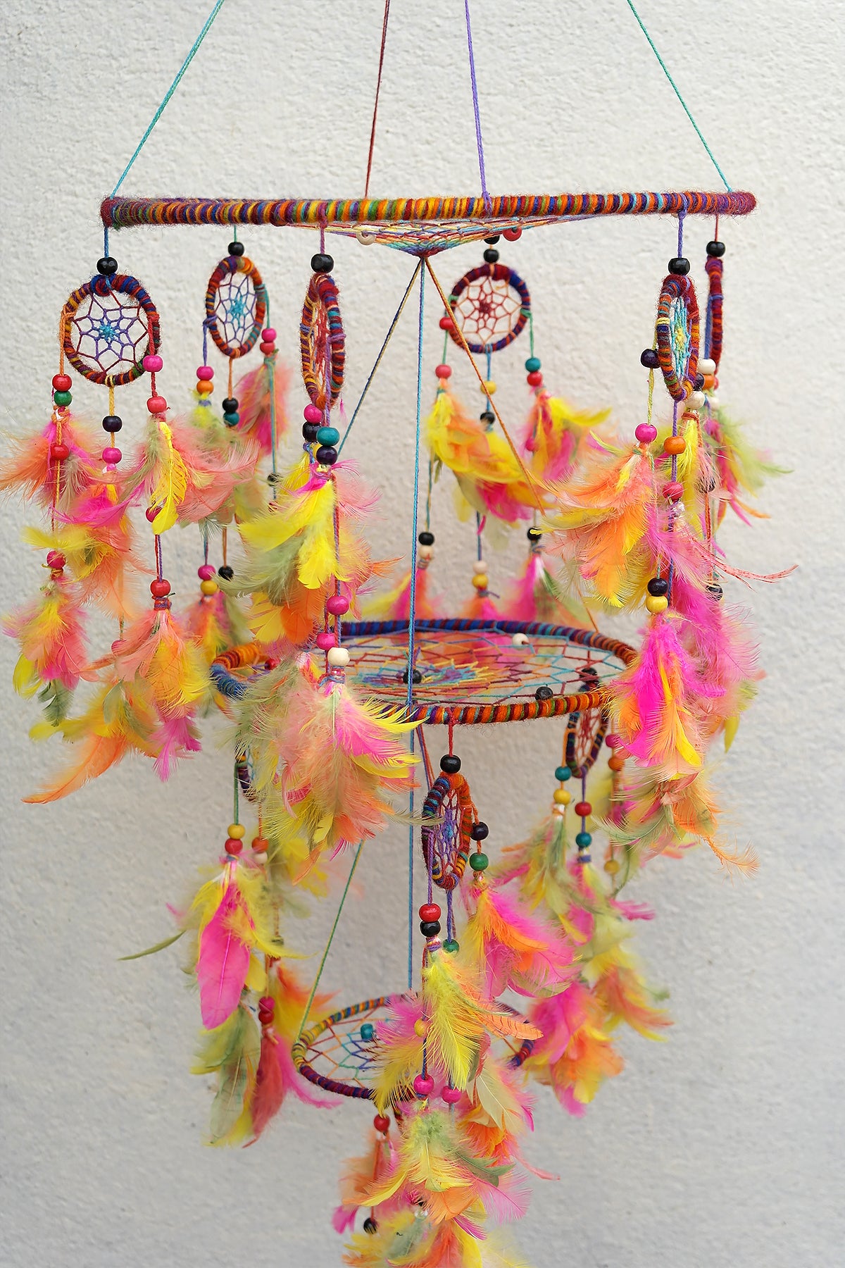 Mixed Colorful Large Handmade Dream Catcher Feather Hanging