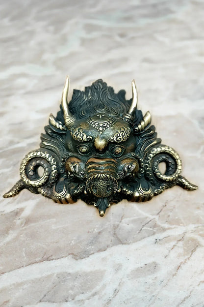 Barahi Wall Hanging Mask, handmade home Decor brass Barahi Mask 8" - Vajracrafts
