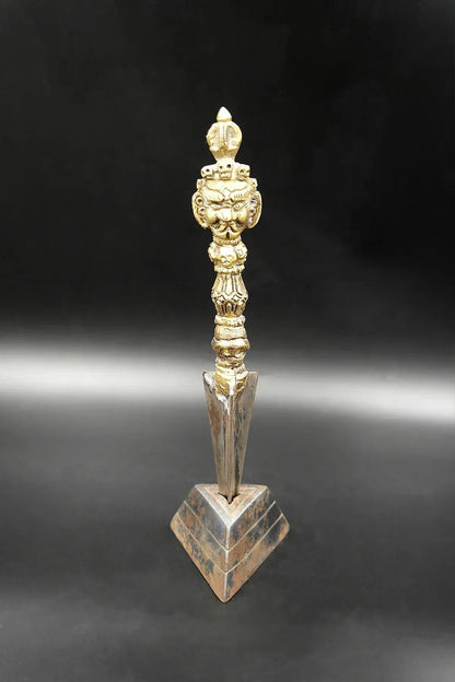 Tibetan Buddhism Dorje Vajra Phurba Amulet Handmade Nepal Crafts with Base - Vajracrafts