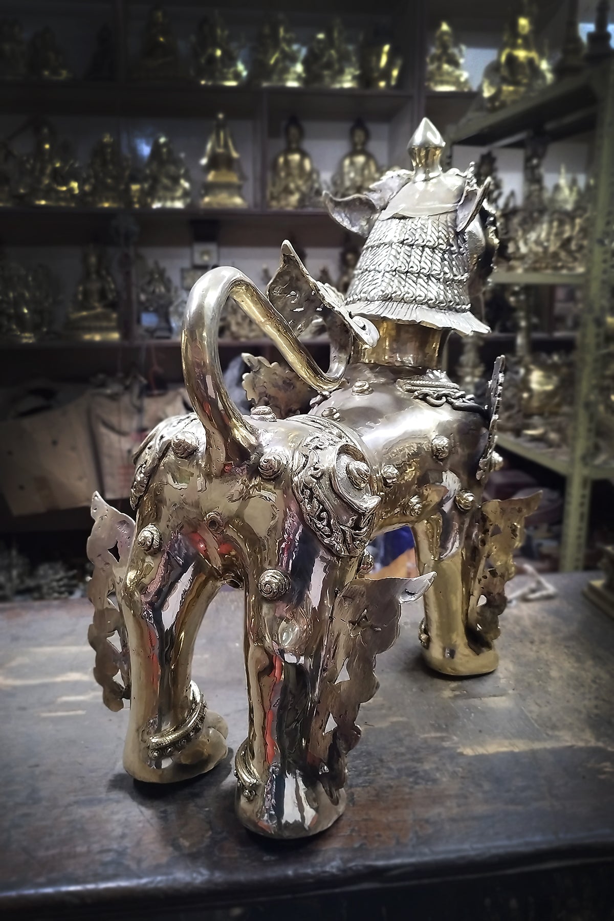 Brass Lion Statue Set, Big Lion Figurine