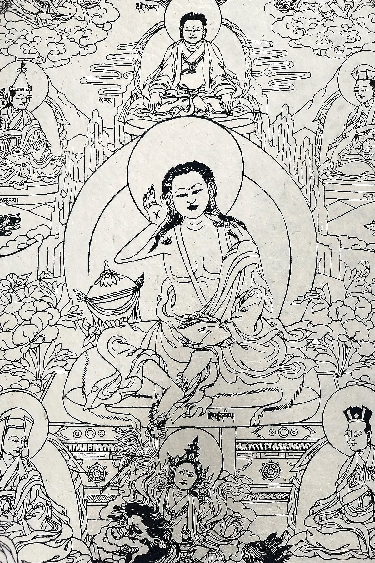All Handmade Lokta Paper Poster of Milarepa - Vajracrafts