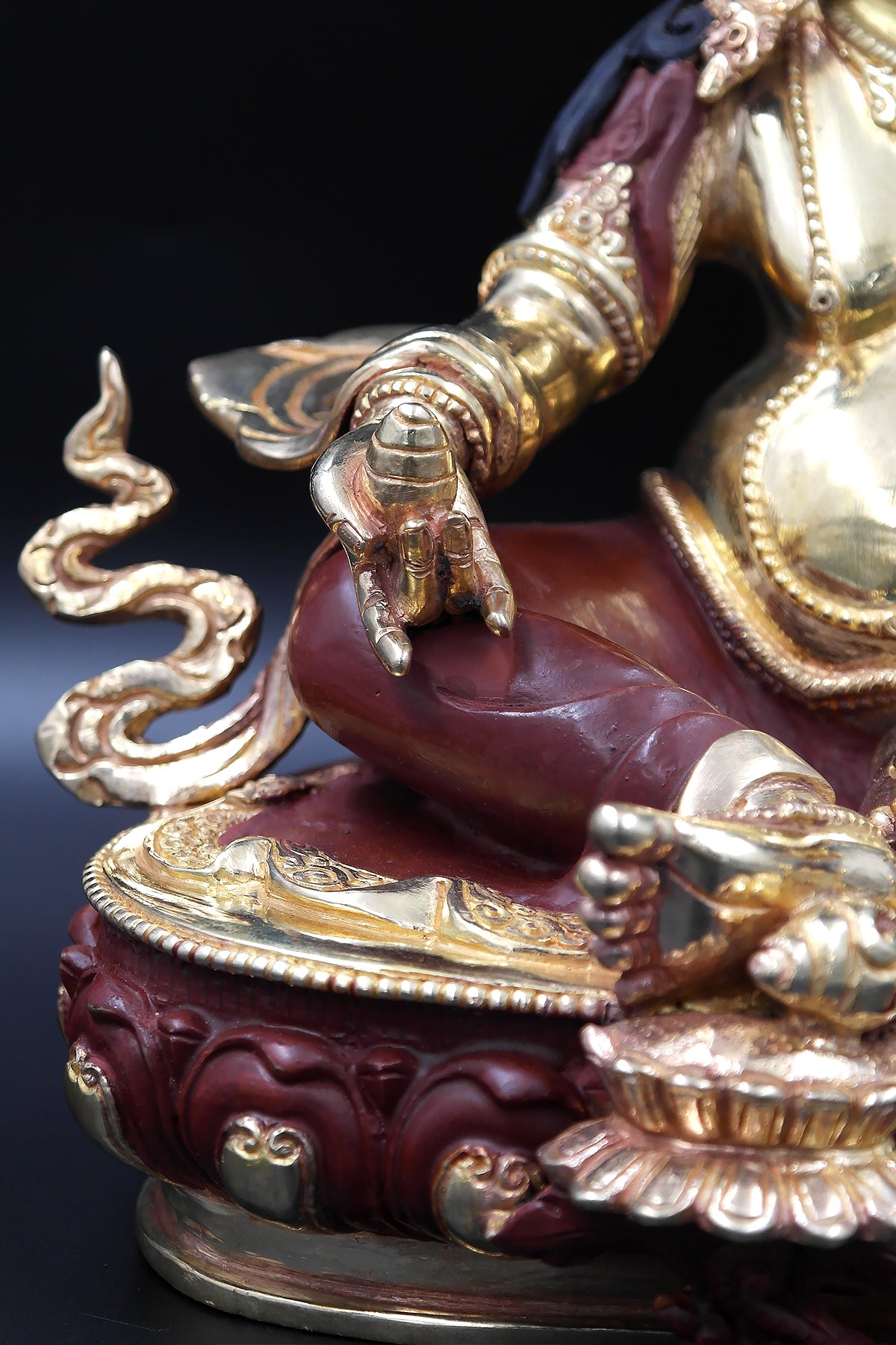 Partly Gold Plated Zambala Statue, Handmade Kuber Statue in Nepal, 10" | Vajracrafts