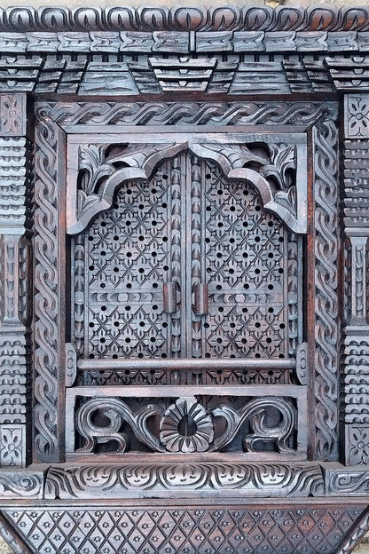Traditional Newari Handcrafted Wooden Kumari Window - Vajracrafts