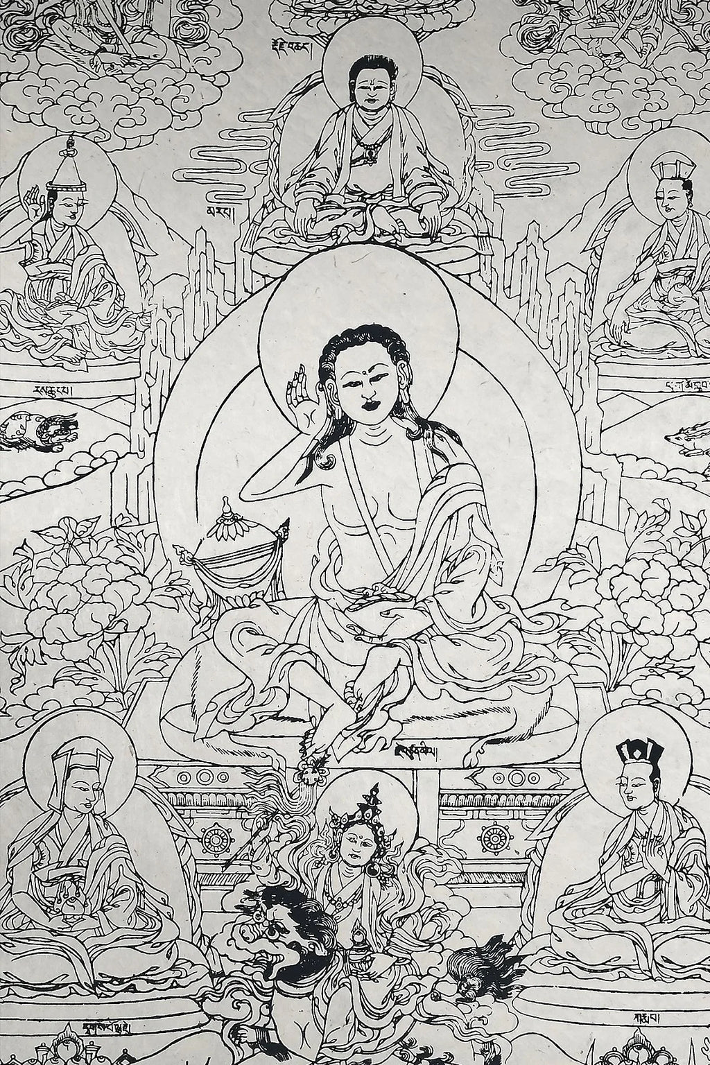 All Handmade Lokta Paper Poster of Milarepa - Vajracrafts