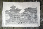 Handmade Lokta Paper Poster of Hanumandhoka Durbar, Kathmandu - Vajracrafts
