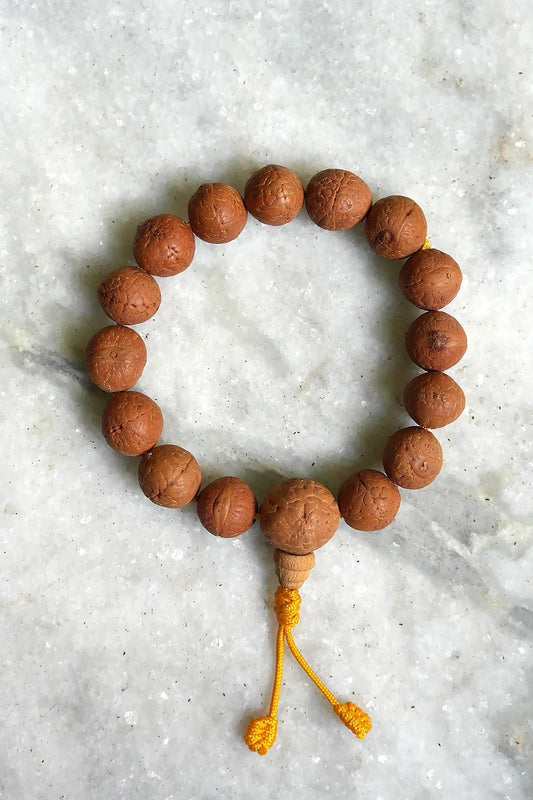 Natural Buddha Chitta Mala Bracelet, Bodhi Seed Wrist Mala, 12mm