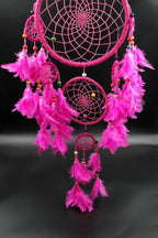Pink Dream Catcher wall hanging home decoration unique handmade gift - Vajracrafts