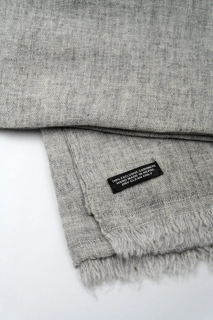 Cashmere Pashmina Shawl Handwoven Nepal wrap Knit Woven scarf Light grey - Vajracrafts