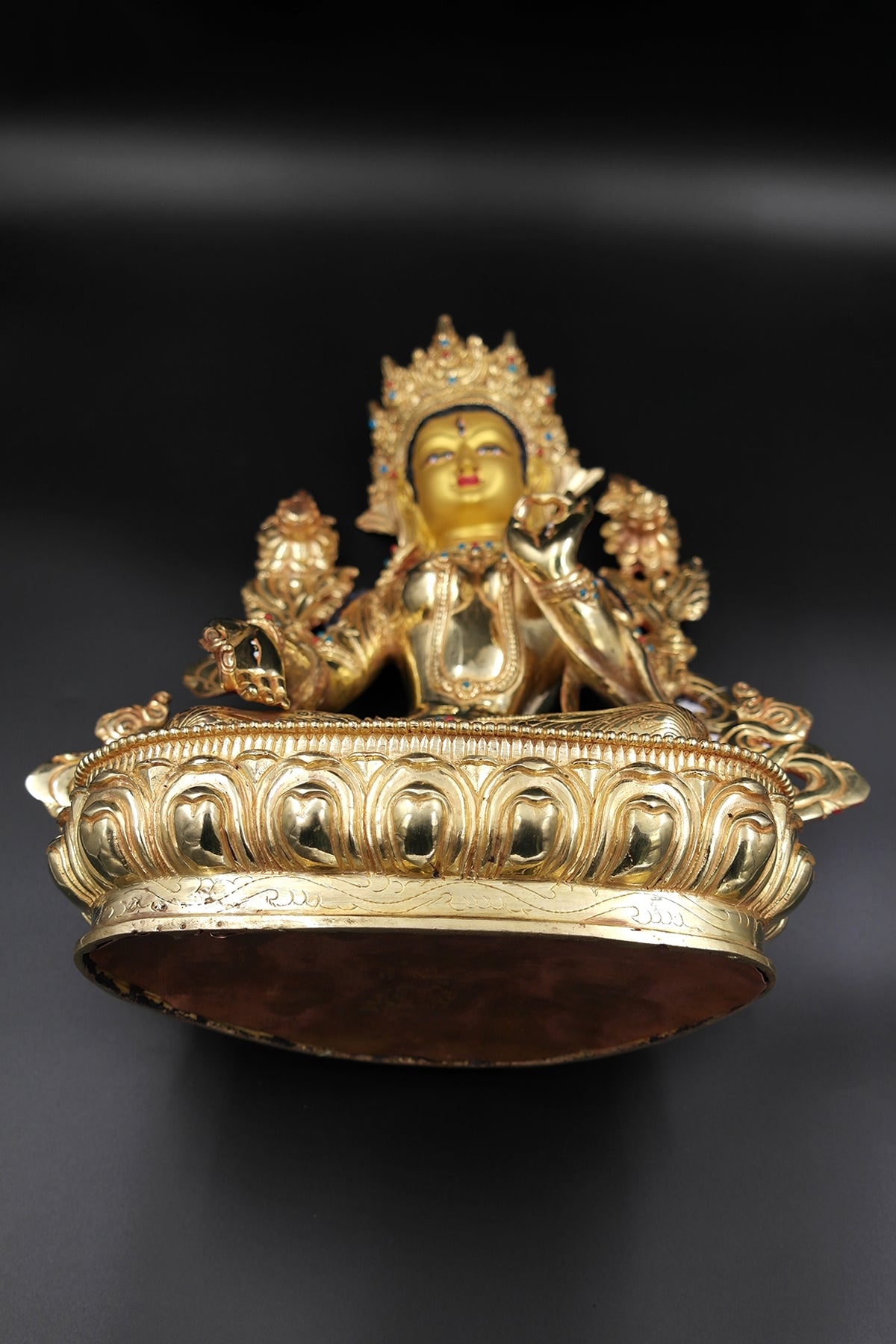 Gold Plated White Tara Statue 13"