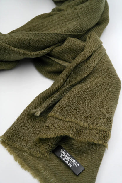 Olive Green color Pure Pashmina Shawl - Vajracrafts