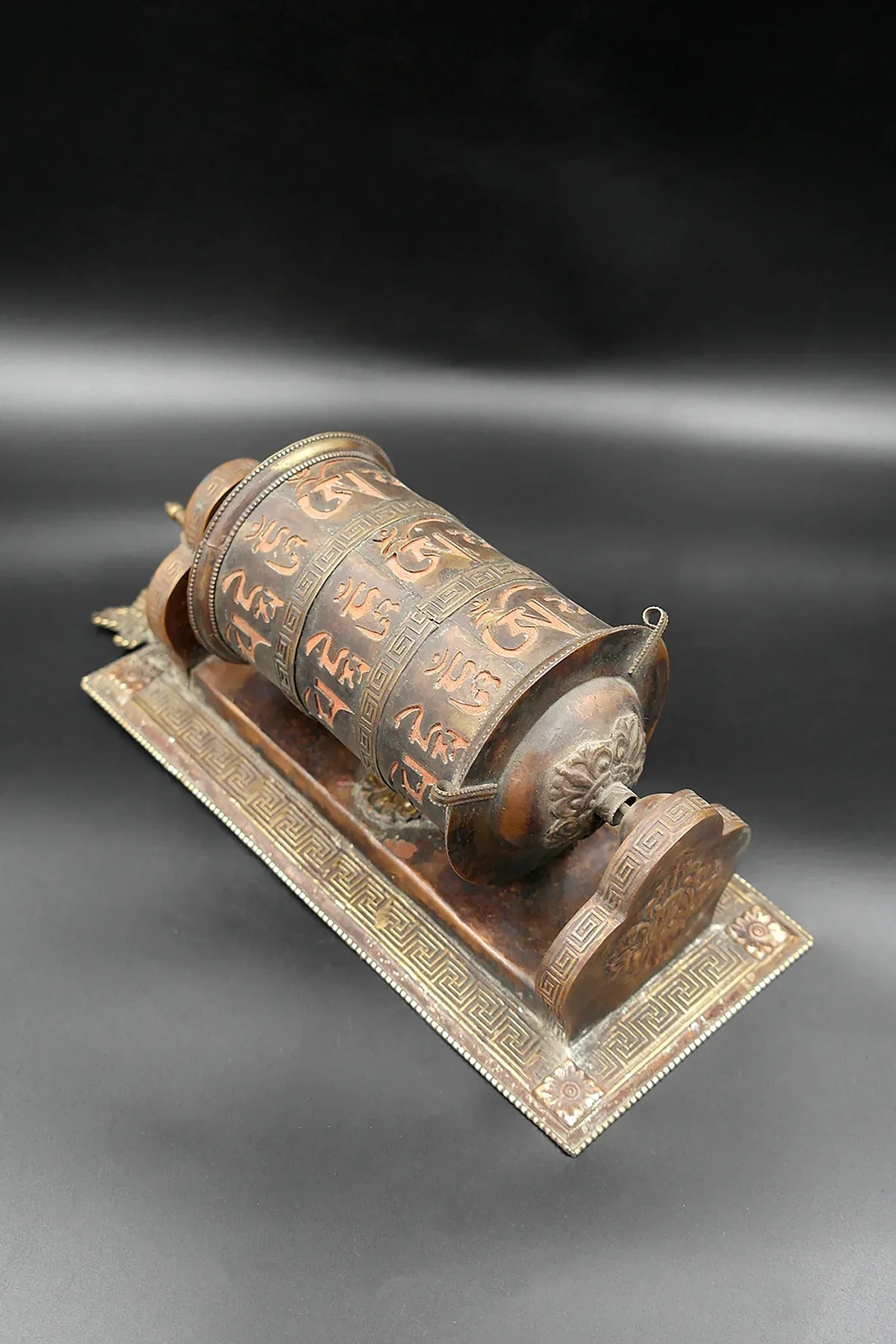 Antique Wall-mounted Om Mani Padme Hum prayer wheel that brings peace - Vajracrafts