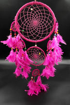 Pink Dream Catcher wall hanging home decoration unique handmade gift - Vajracrafts