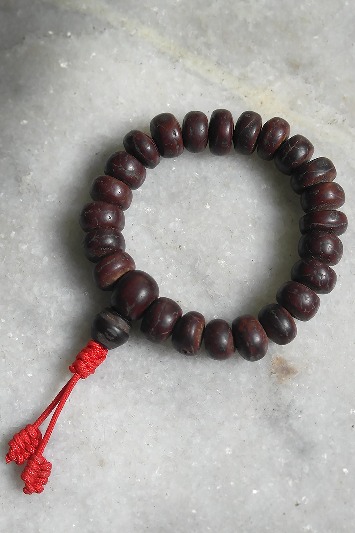 Flat Beads Dark Bodhi Seed Prayer Mala, 12mm