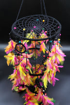 3 tier Dream Catcher Wall Hanging in Black, Feather Hanging Dreamcatcher - Vajracrafts