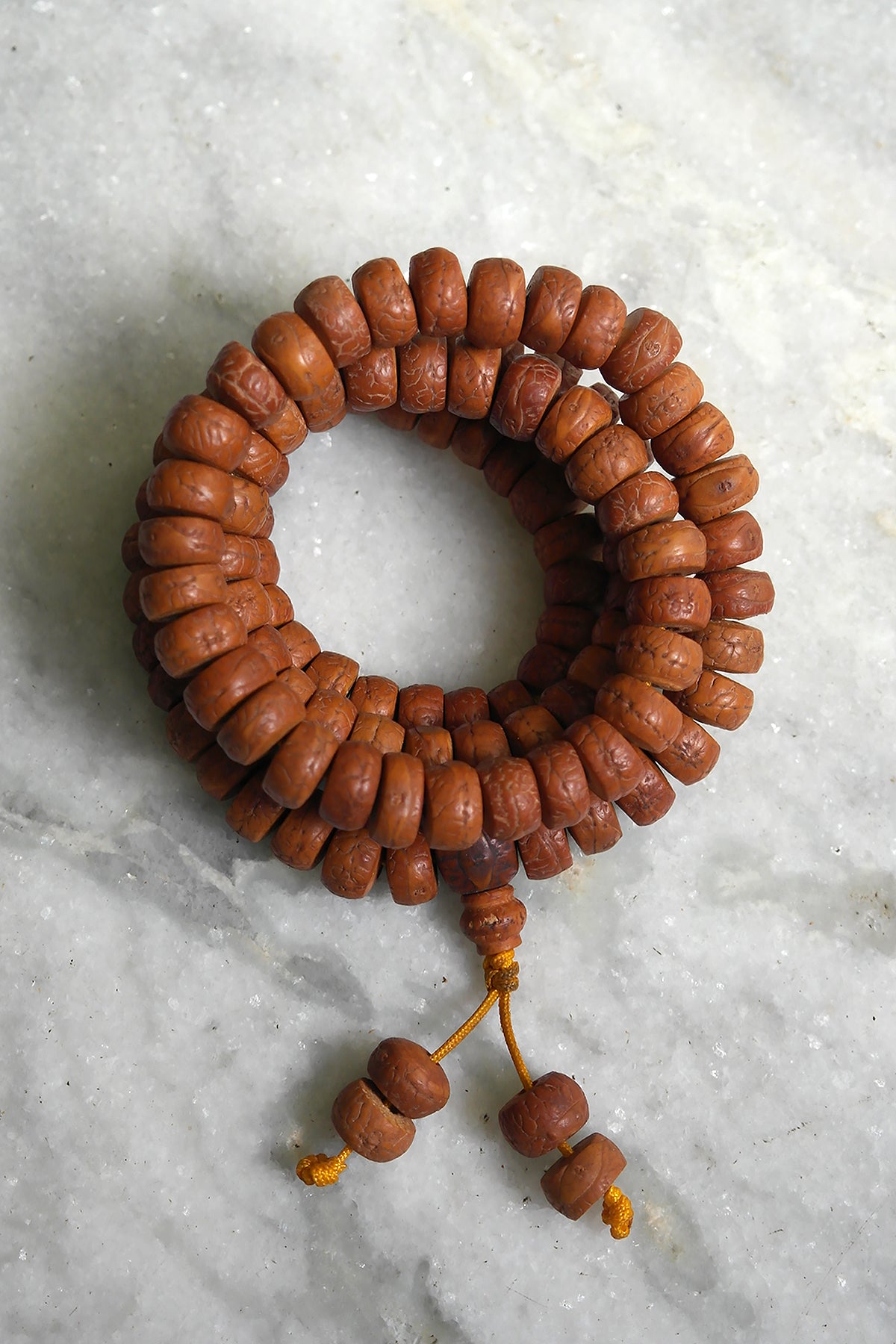 Phoenix Eye Flat Bodhi Seed Mala Necklace: 108 Prayer Beads Mala