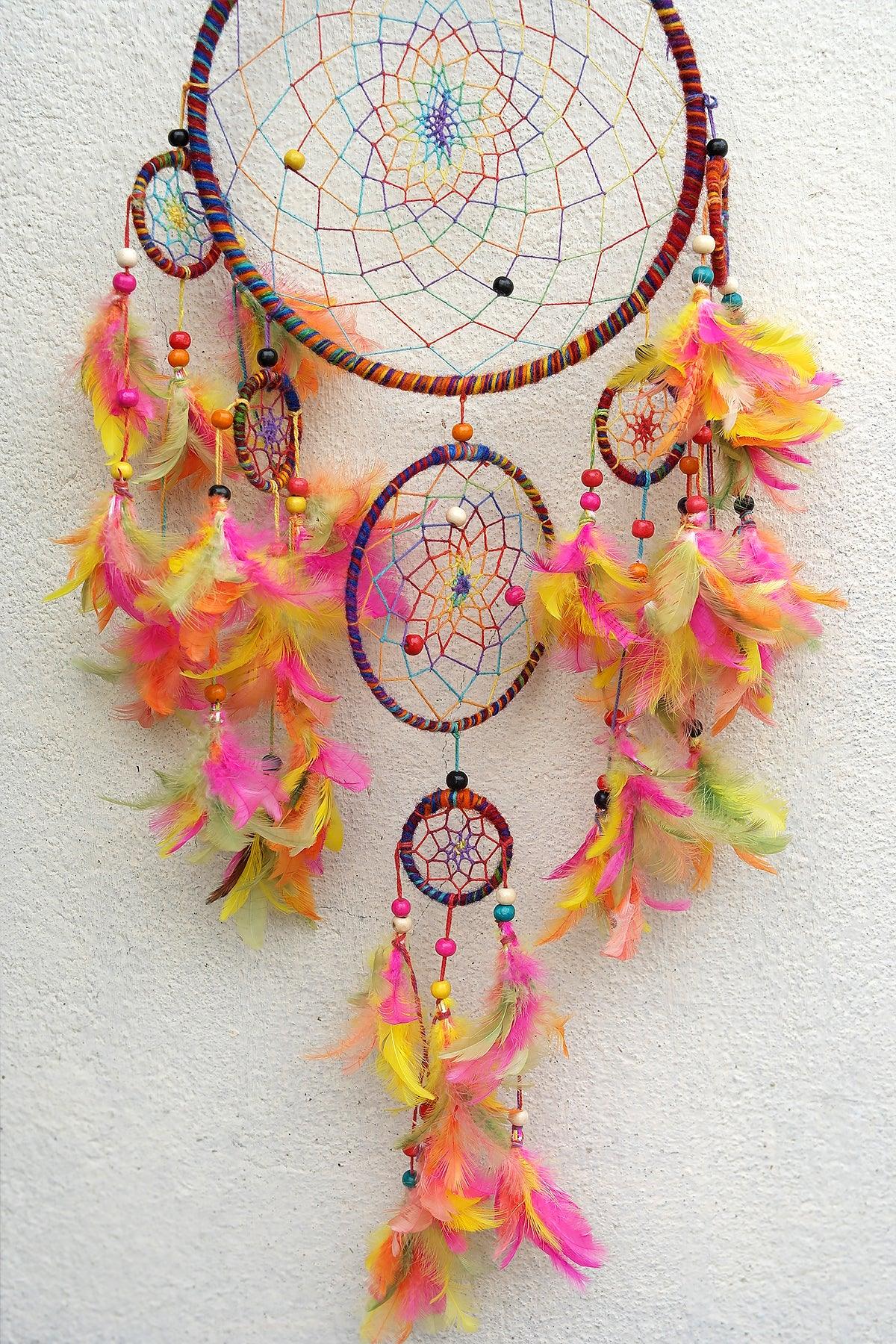 Dream Catcher wall hanging home decoration unique Colorful - Vajracrafts