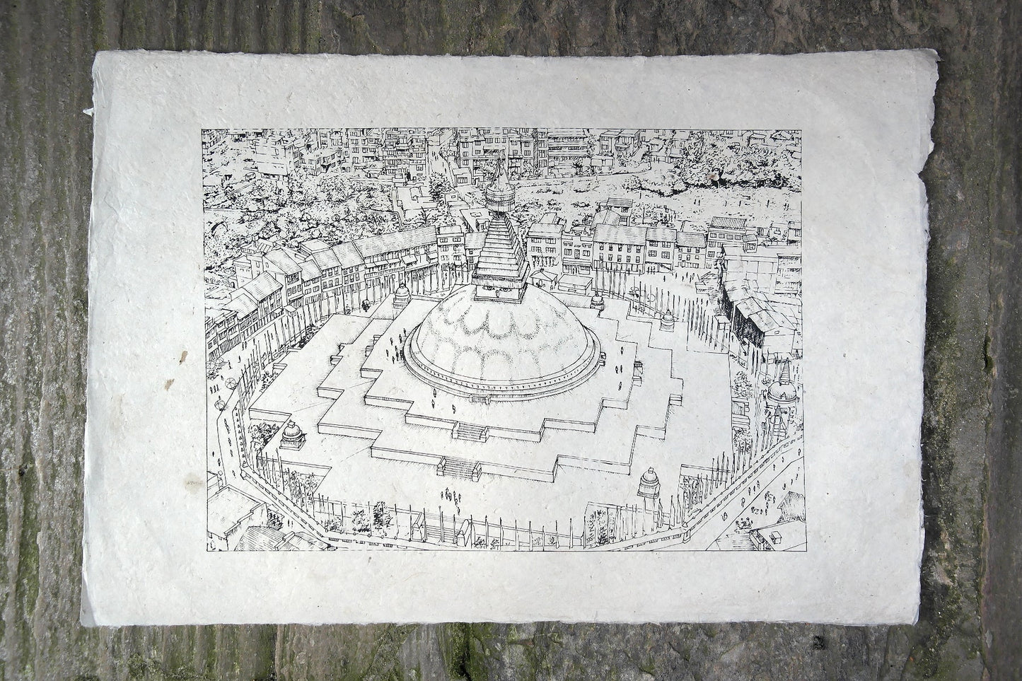 Lokta Paper Poster of Boudhanath Stupa, Kathmandu | Vajracrafts