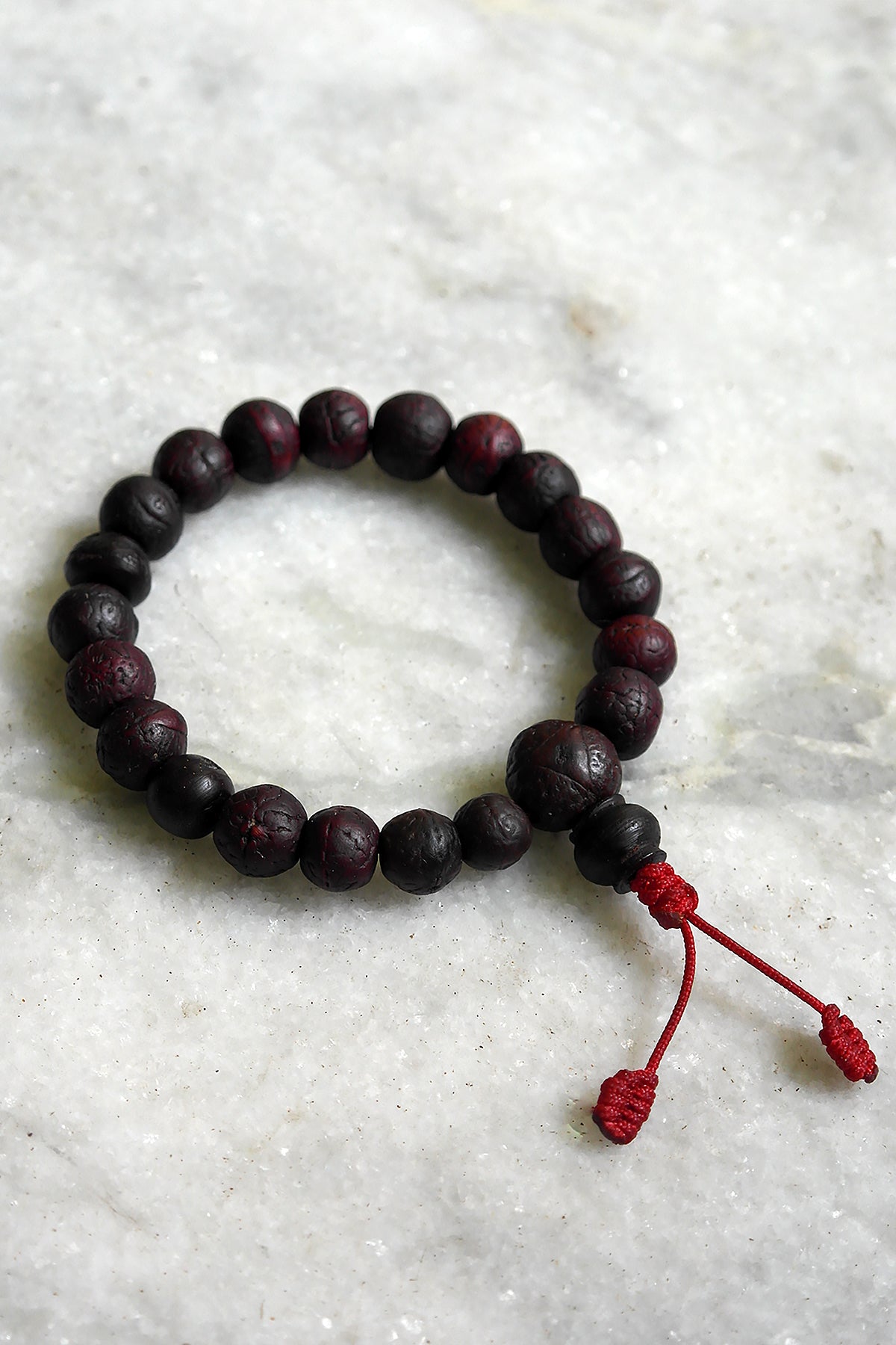 Dark Bodhi Beads wrist Mala, Natural Shape Bodhi Seed Bracelet, 12mm