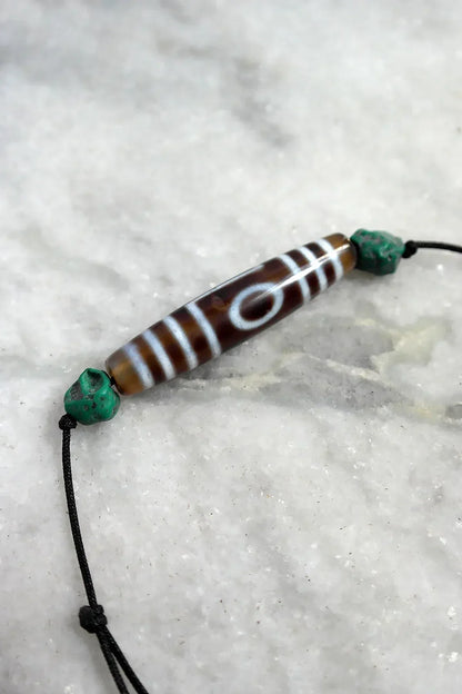 One eye and Mountain Peak Agate Stone Old Amulet Dzi Beads - Vajracrafts