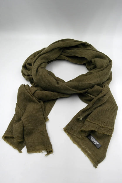 Olive Green color Pure Pashmina Shawl - Vajracrafts