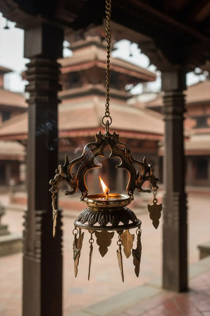 Hanging Oil Lamp From Nepal, Dalucha - Vajracrafts