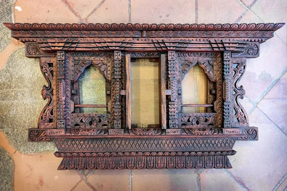 3 in 1 Traditional Newari Wooden sliding cum swing open window Wall Décor - Vajracrafts