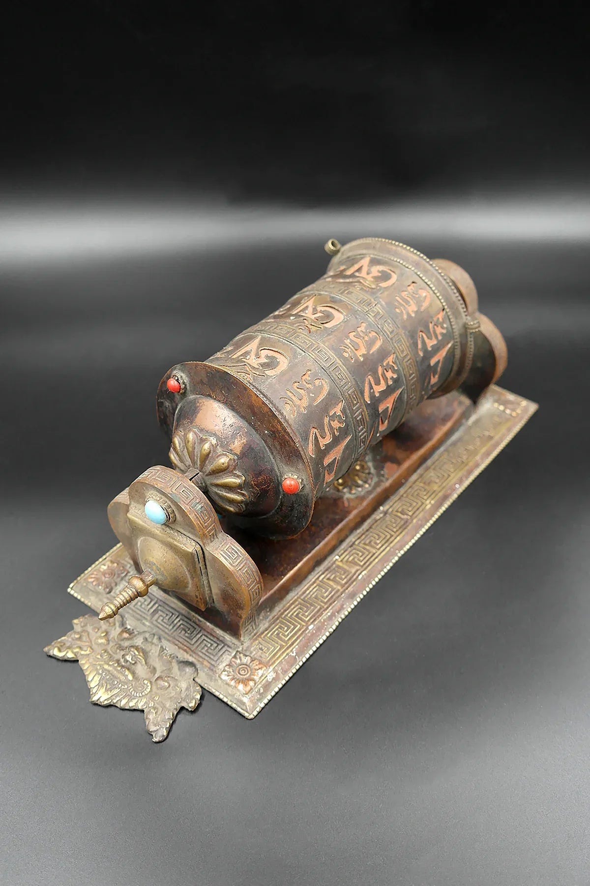 Antique Wall-mounted Om Mani Padme Hum prayer wheel that brings peace - Vajracrafts