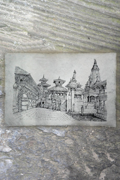 Poster of Bhaktapur Durbar Square in Lokta Paper - Vajracrafts