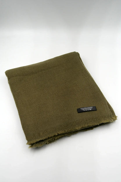 Olive Green color Pure Pashmina Shawl - Vajracrafts
