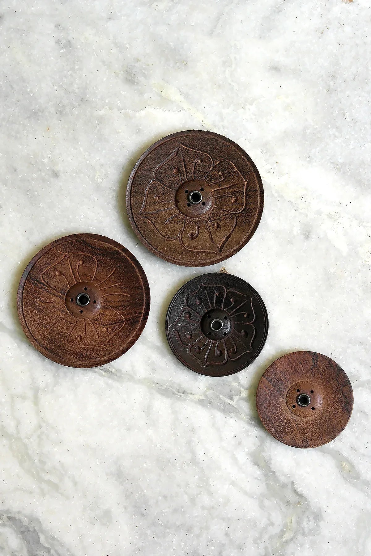 Lotus design wooden Incense Burner - Vajracrafts